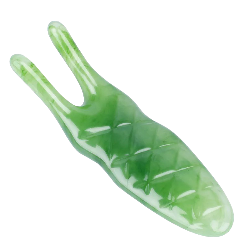 Gua Sha de jade verde para masaje facial